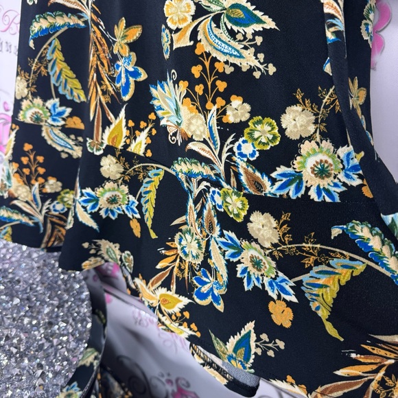 ECI New York dress bell bottom sleeve flare tie up bow ribbon 🎀 waist ruffle hem - Picture 13 of 13